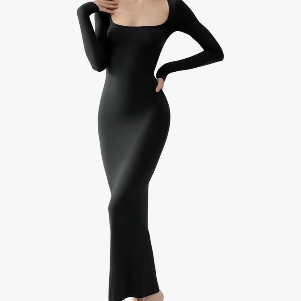 Black bodycon ribbed lounge dress size medium